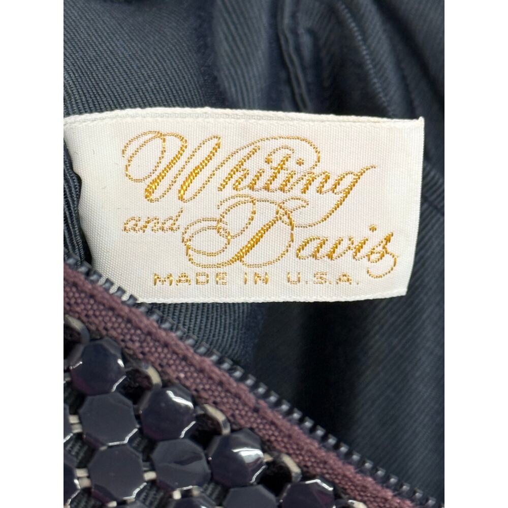 Whiting And Davis Vintage Navy Metal Mesh Shoulder Bag Purse Chainmail Gold - Picture 7 of 8